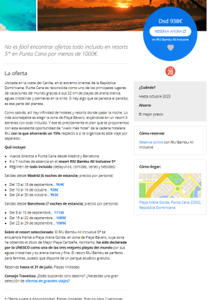 6 díass en hotelo 5* en Punta Cana y Todo Incl. desde 938€