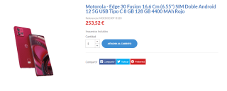 Motorola Edge 30 Fusion Holiday Edition de 8GB/128GB por 253,52€