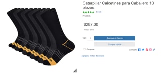 Pack 10 Calcetines Caterpillar Hombre por $287 en Costco