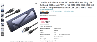 UGREEN M.2 Adapter voor €16,99 bij Amazon