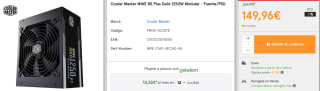 Fuente/PSU Cooler Master MWE 80 Plus Gold 1250W Modular por 149.96€
