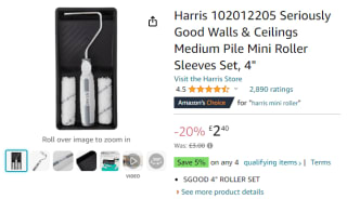 Earn a Harris walls and ceilings medium pile mini roller sleeves set for £2.40 via Amazon