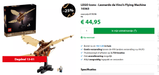 LEGO Icons De vliegmachine van Leonardo da Vinci voor €44,95 bij Goodbricks