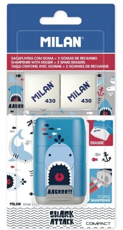 MILAN - sacapunta con goma + 2 gomas de recambio por solo 1.16€