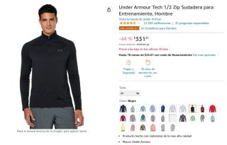 Sudadera Under Armour Tech 1/2 Zip por $331 en Amazon