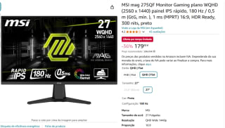 MSI MAG 275QF computer monitor 68,6 cm (27") voor €179 bij Amazon