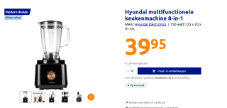 Hyundai Multifunctionele Keukenmachine - 8 in 1 Foodprocessor, Blender En Smoothiemaker voor €39,95 bij de Action