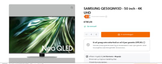Samsung Neo QLED QN93D 50" Zilver voor €780 bij Artelectronics