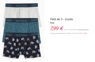 4 Packs de 3 unidades de Boxers para Hombre por 15.98€