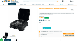 Hornillo de Gas Portátil INCASA para Exteriores 1 Quemador por solo 25,90€