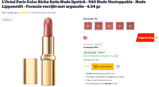L’Oréal Paris Color Riche Satin Nude lipstick 540 voor €8 bij Bol