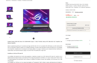 Portátil Gaming ASUS ROG Strix G15 G513IM Ryzen 7 32GB 1TB SSD por 1,079,10€