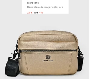 Bandolera de mujer color oro Laura Valle por 23€