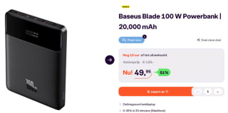 Baseus Blade 20.000 mAh Powerbank 100W Zwart voor €49,95 bij Ibood