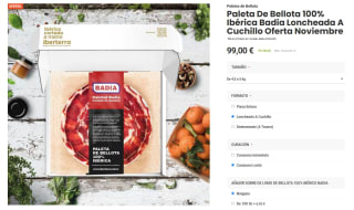 Paleta de bellota 100% ibérica Badia loncheada a cuchillo 4,5kg por 99€