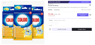 Colon Limpialavadoras Lote 3x 250ml Limon por 8.19€