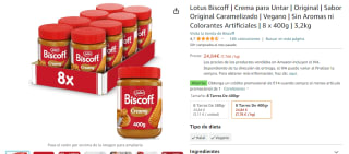 Pack 8 tarros Lotus Biscoff Crema Untar Original Sabor Original Caramelizado + 14€ saldo por 24,84€
