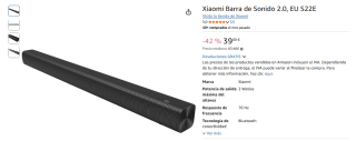Xiaomi Barra de Sonido 2.0, EU S22E por 39€