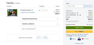 Portátil DELL Inspiron 15 con i5-1225U de 16GB RAM, 1TB SSD, Pantalla FHD 15'6", Windows 11 por 498,24€