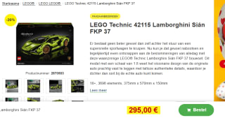 LEGO Technic 42115 Lamborghini Sián FKP 37 voor €295 bij Proshop