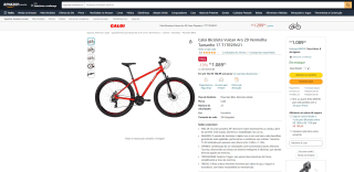 Bicicleta MTB da Caloi, modelo Vulcan Aro 29 - R$ 1.089,90