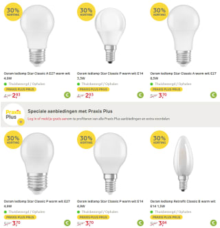 30% korting op LED lampen bij de Praxis