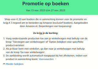 €5 Amazon tegoed bij aanschaf aan geselecteerde boeken