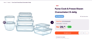 Pyrex - Cook & Freeze Schaal met Deksel Set van 8 Stuks voor €29,95 bij Ibood