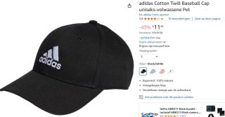 ADIDAS Cotton Twill Honkbalpet voor €11,40 bij Amazon