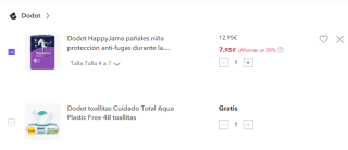 Hasta 50% + 15% extra + 5€ descuento + toallitas GRATIS en productos Dodot precios mínimos