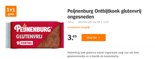 Glutenvrije Peijnenburg ontbijtkoek 1+1 bij AH