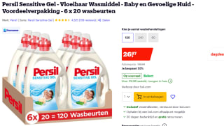 6x Persil Vloeibaar Wasmiddel Sensitive Gel 1000 ml voor €26,97 bij Bol.com