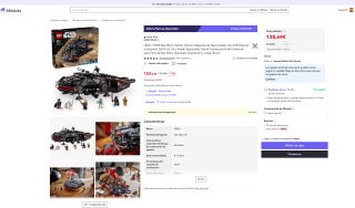 Lego Star Wars Halcón oscuro maqueta de nave estelar con 6 minifiguras por 138,64€ (Nuevos usuarios por 82,80€)