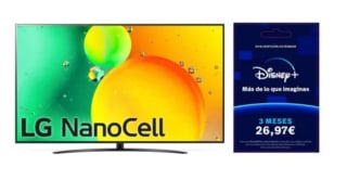 Televisor LG 75NANO766QA 75" NanoCell UltraHD 4K HDR10 Pro + Regalo Disney+ 3 meses por 949€