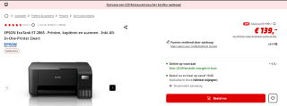 Epson EcoTank ET-2865 all-in-one A4 inkjetprinter met wifi (3 in 1) voor €139 bij de Mediamarkt