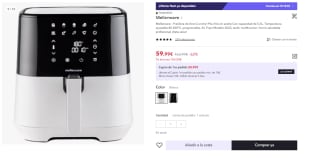 Mellerware Crunchy Plus Freidora de Aire 5.5L 1500W por 59.99€ (Cuena Nueva 49.99€)
