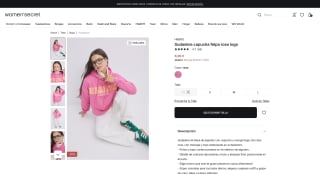 Sudadera Capucha Felpa Rosa Logo Women'secret HI&BYE por 8,99€