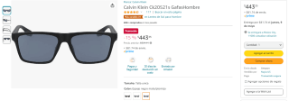 Gafas Calvin Klein CK20521S por $443 en Amazon