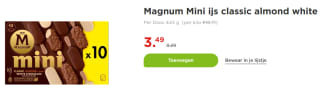 10 Magnum mini's voor €3,49 bij de Plus