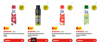 Alle Fa deodorant en douche voor €1,50 bij Kruidvat