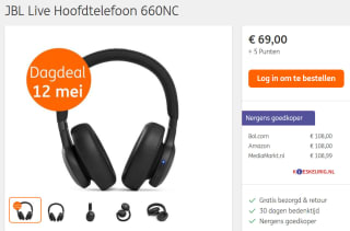 JBL LIVE 660NC Zwart - Wireless Over-Ear koptelefoon voor €69 voor €69 + 5 ING rentepunten