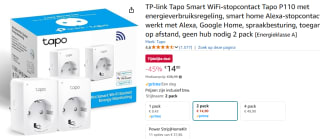 TP-Link Tapo P100 smart plug 2990 W Wit 2 pack voor €14,90 bij Amazon