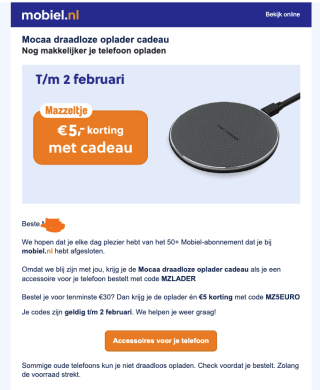 5 euro korting met de code bij mobiel.nl