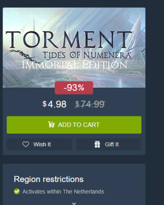 Torment: Tides of Numenera Immortal Edition voor €4,39 in de WinGameStore
