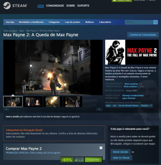 Jogo: Max Payne 2 - The Fall of Max Payne no Steam por R$ 5,25