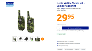 Nedis Walkie Talkie set WLTK0810BK voor €29,95 bij Action