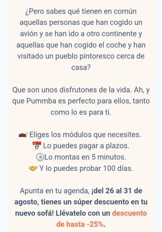 Hasta -25% de Descuento en Sofás desde Pummba.