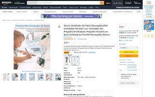 Ventilador de mano recargable por 8,99€