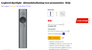 Logitech Spotlight - Afstandsbediening voor presentaties - Grijs voor €64 bij Bol