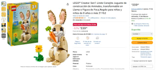 LEGO Creator 3 en 1 Lindo Conejito $339 | Descuento Amazon